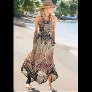 SOFT SURROUNDINGS Boho Beach Dress Handkerchief Style Size M (Y-17)